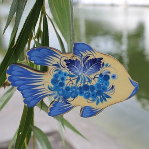 Fish decorations - Christmas tree ornaments hand painted wooden Fish Christmas tree decor, Fish lovers gifts for Fish collectors, Ukraine