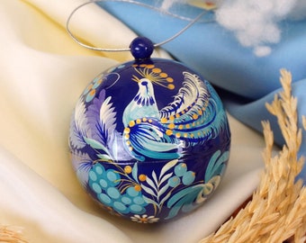 Exklusive hand painted Christmas balls, openable wooden with Petrykivka painting, wooden Christmas decoration, lovely Christmas gifts