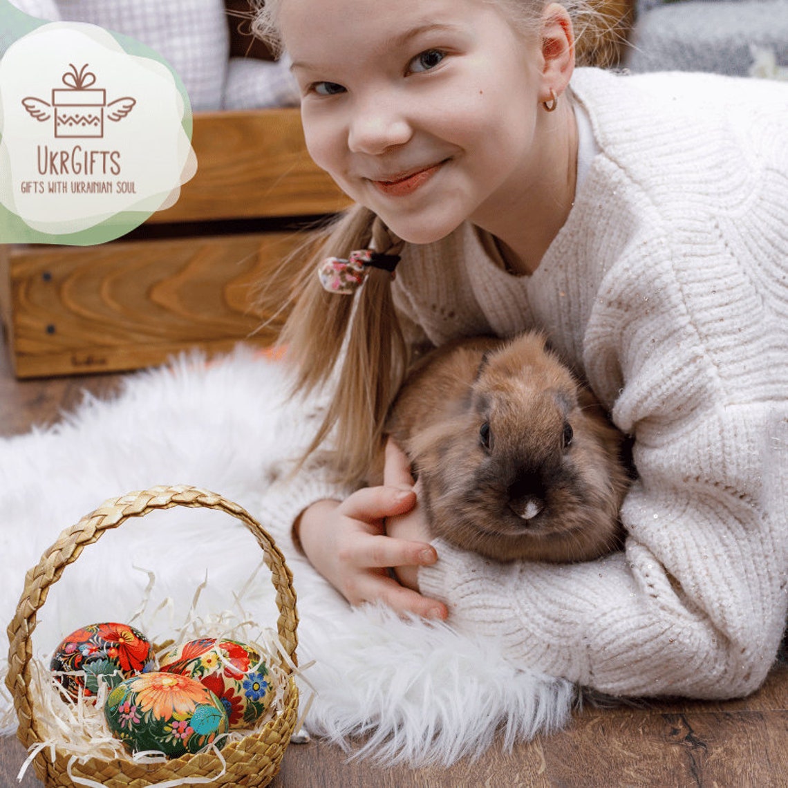 Easter Bunny Ukrainian Handmade Decoration Painted Easter Rabbit ...