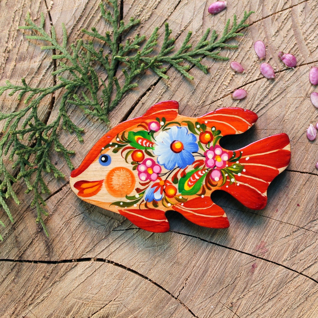 Fish Fridge Magnet - Animal Wooden Magnets Figures - Pretty Fisches ...