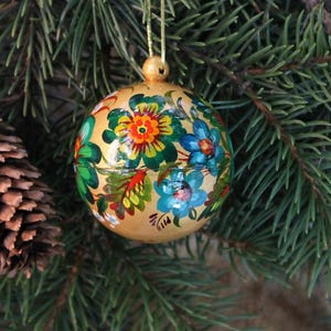 Handbemalte Weihnachtskugel aus Holz hochwertig | Originelle Christbaumkugeln handgemacht | Weihnachtsbaumkugeln befüllbar & unzerbrechlich