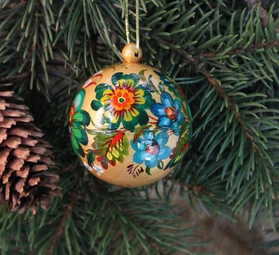 Handbemalte Weihnachtskugel aus Holz hochwertig | Originelle Christbaumkugeln handgemacht | Weihnachtsbaumkugeln befüllbar & unzerbrechlich