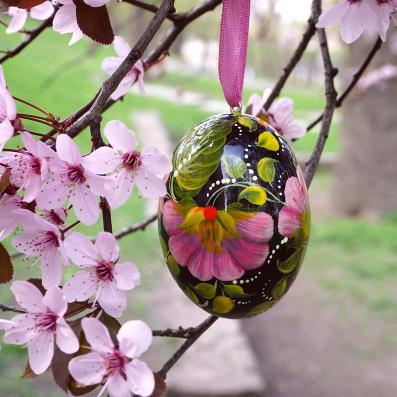 Beautiful Hand Painted Easter Wooden Egg With Floral Patterns, Pysanky ...