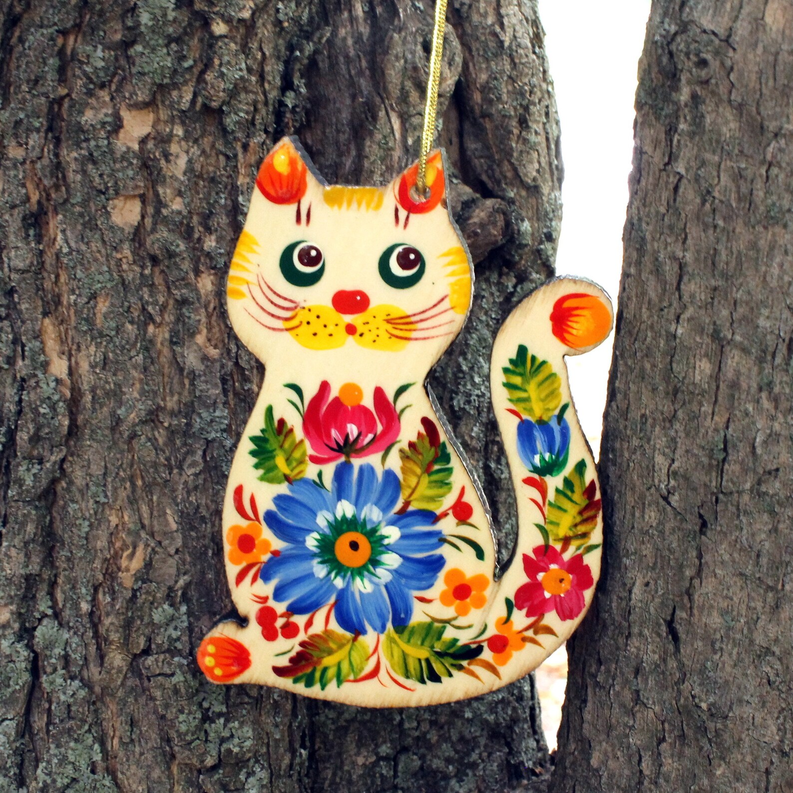 Wooden Christmas Ornament Cats Hand Made Christmas Tree Etsy