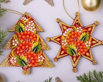 Ensemble de décorations de Noël en bois, décorations d'arbres de figurines, décorations de Noël durables, décorations d'arbres