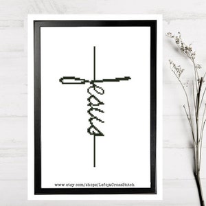 Jesus Sign Signature Modern Cross Stitch Christian Faith Pattern by LeFOJA Cross Stitch Patterns Instant PDF Download, religious gift
