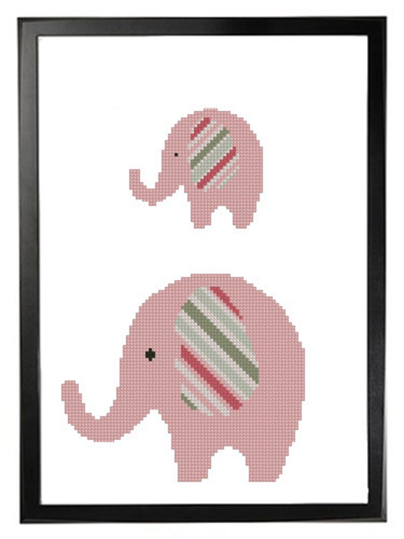 Pink Elephant Small Cross Stitch Pattern Two Patterns | Etsy