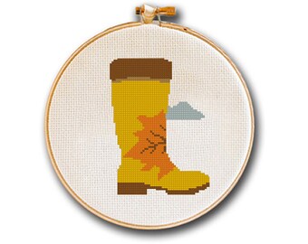 Cross Stitch Pattern Autumn Fashion Boots Collection, Modern Cross Stitch Easy, Fall Home Decor DIY Counted Stitch Download PDF