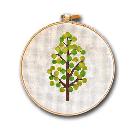 Easy Cross Stitch Pattern Of A Spring Tree Modern Counted Etsy