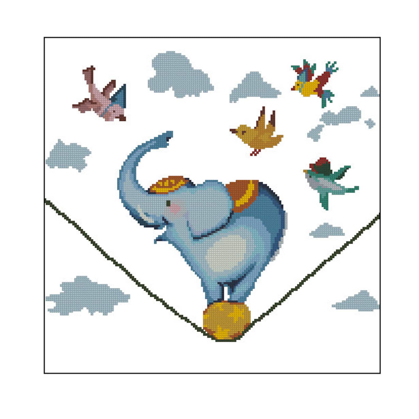 Cute Circus Elephant Cross Stitch Pattern Nursery Decor Etsy