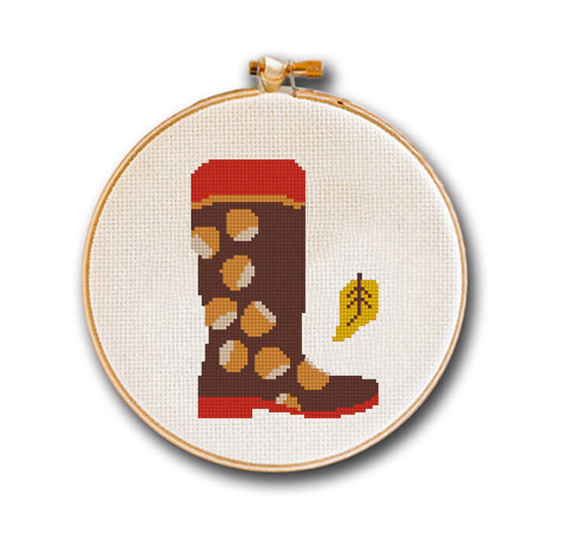 Cross Stitch Pattern Brown Boot With Hazelnuts Fall Fashion Etsy