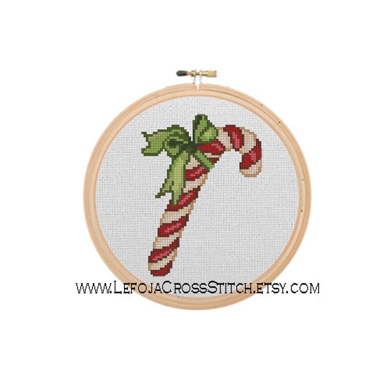 Small Candy Cane Christmas Cross Stitch Pattern Printable Download PDF