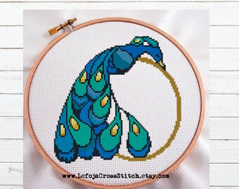 Easy Peacock Cross Stitch Pattern for Instant Download, Beginners Cross Stitch, Bird Home Decor, PDF download pattern, modern cross stitch