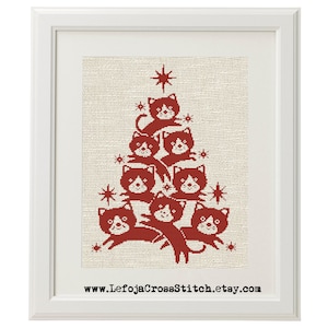 Cat Silhouettes Christmas Tree Cross Stitch Pattern, Modern Cross Stitch Pattern by LEFOJA, Instant PDF Download, Christmas Home Decoration