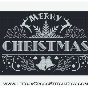Merry Christmas Sign Cross Stitch Pattern| Festive Wall Home Decor or Gift| Modern XStitch Pattern, Instant PDF Download in 4 color versions