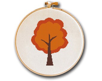 Trees of Seasons Cross Stitch Pattern Autumn Fall Home Decor DIY, Collectible, Easy Cross Stitch Modern Small Pattern