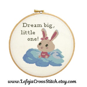 Customizable Modern Baby Cross Stitch Pattern Little Bunny, Baby Chart, Baby Shower Gift, Children Nursery Decor, PDF Instant Download