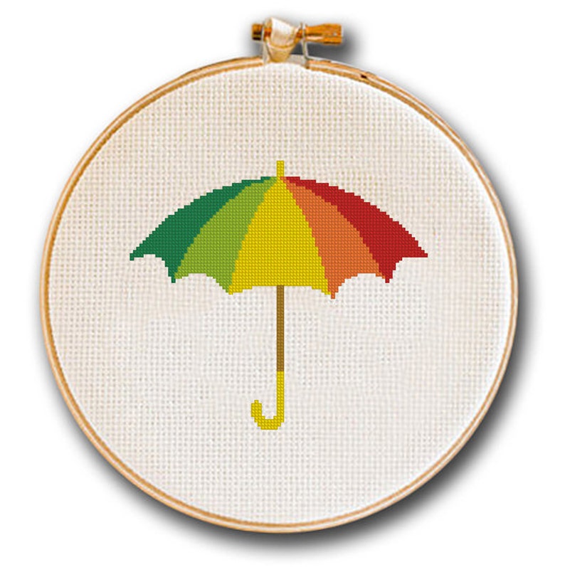 Multi Colored Umbrella Cross Stitch Pattern Home Decor Etsy