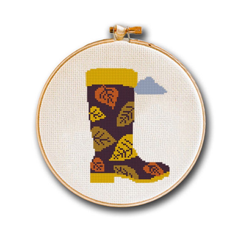 Cross Stitch Pattern Brown Boot Fall Fashion Collection Small Etsy