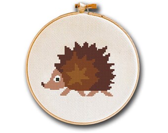 Hedgehog Cross Stitch Pattern Autumn Woodland Forest Animals, Modern Cross Stitch Easy Nursery Decor, Downloadable PDF Counted Stitch