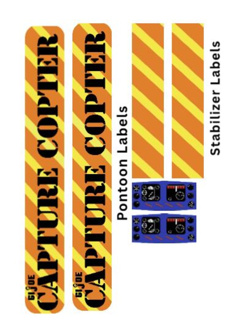 Vintage Style Gi Joe AT Capture Copter Repro Sticker Set / Pls Read ...