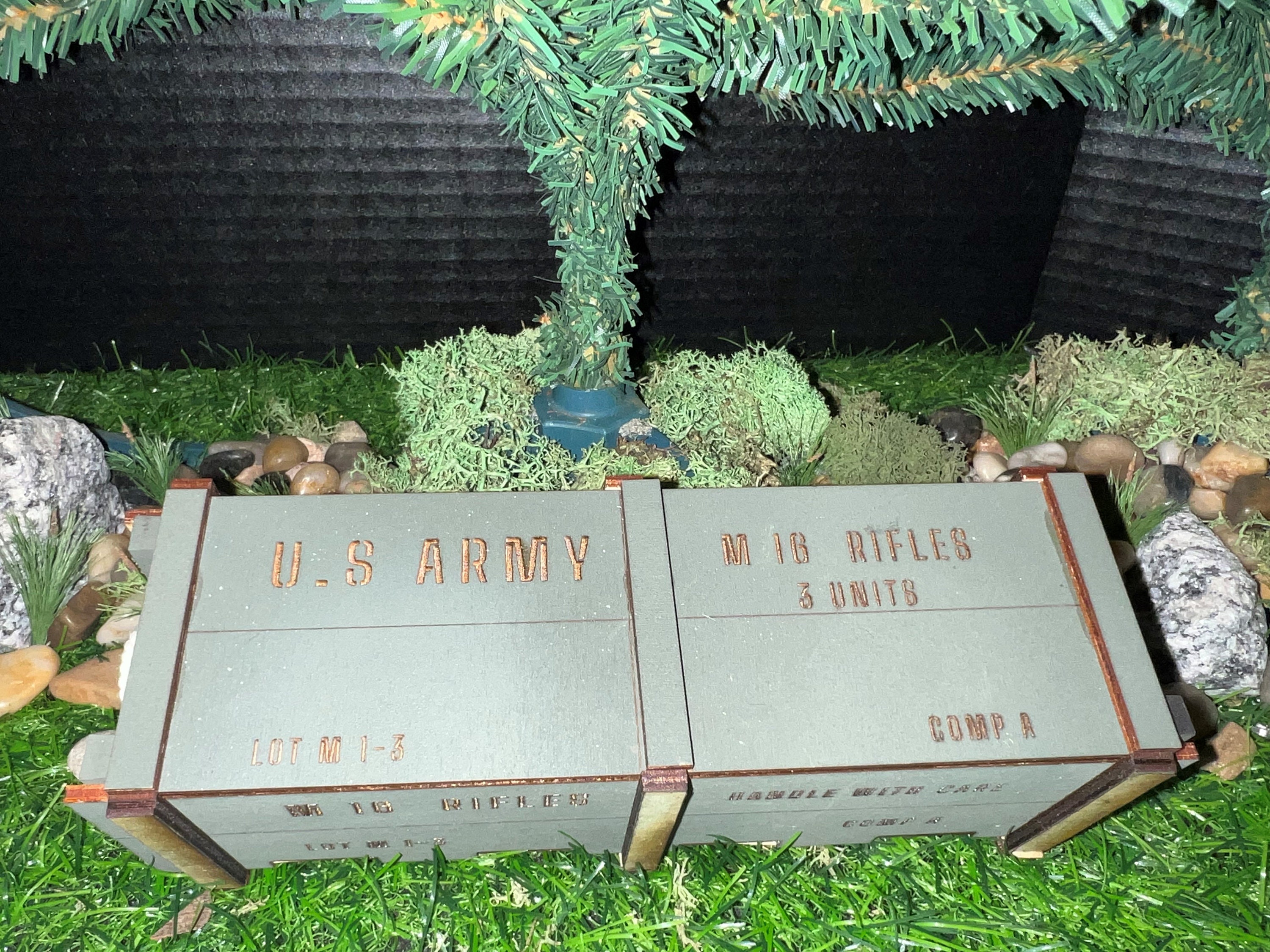 Gi Joe / Action Figure Custom 1/6 Scale M-16 Rifle Storage Wood