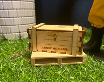 Gi Joe / Action Figure 1/6 Scale Custom Wood Crate: Large/Natural -LGCRATEGENVR03
