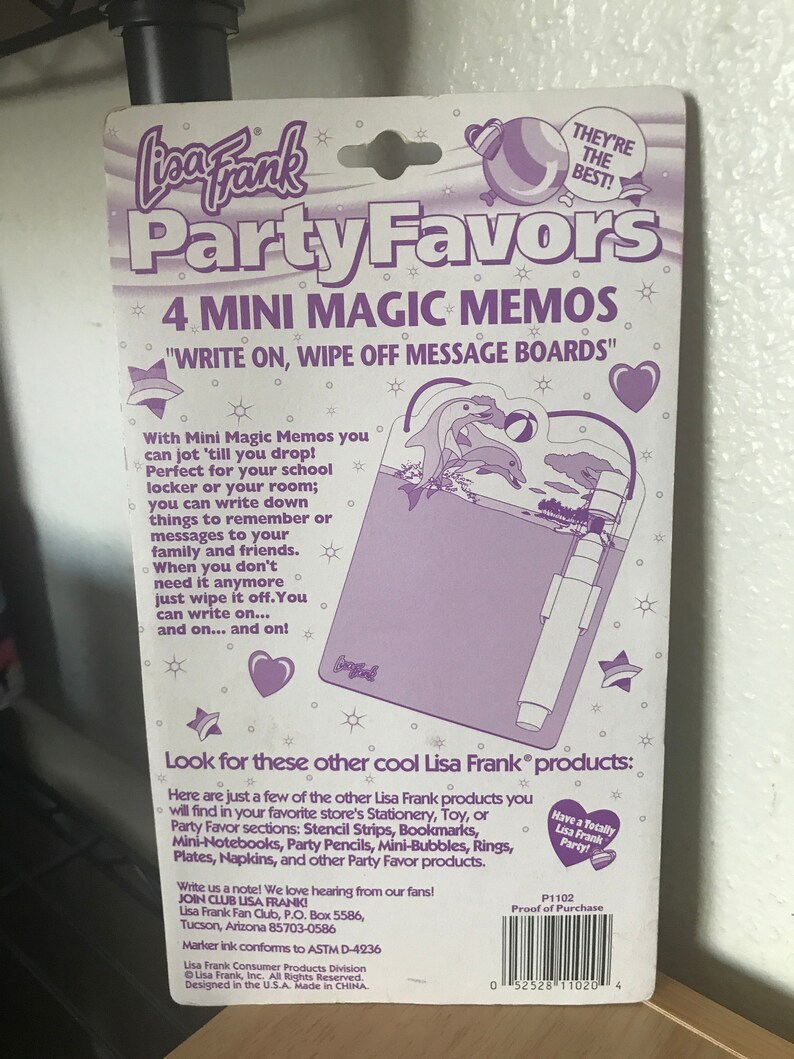 Vintage Lisa Frank Party Favors Mini Magic Memo Boards