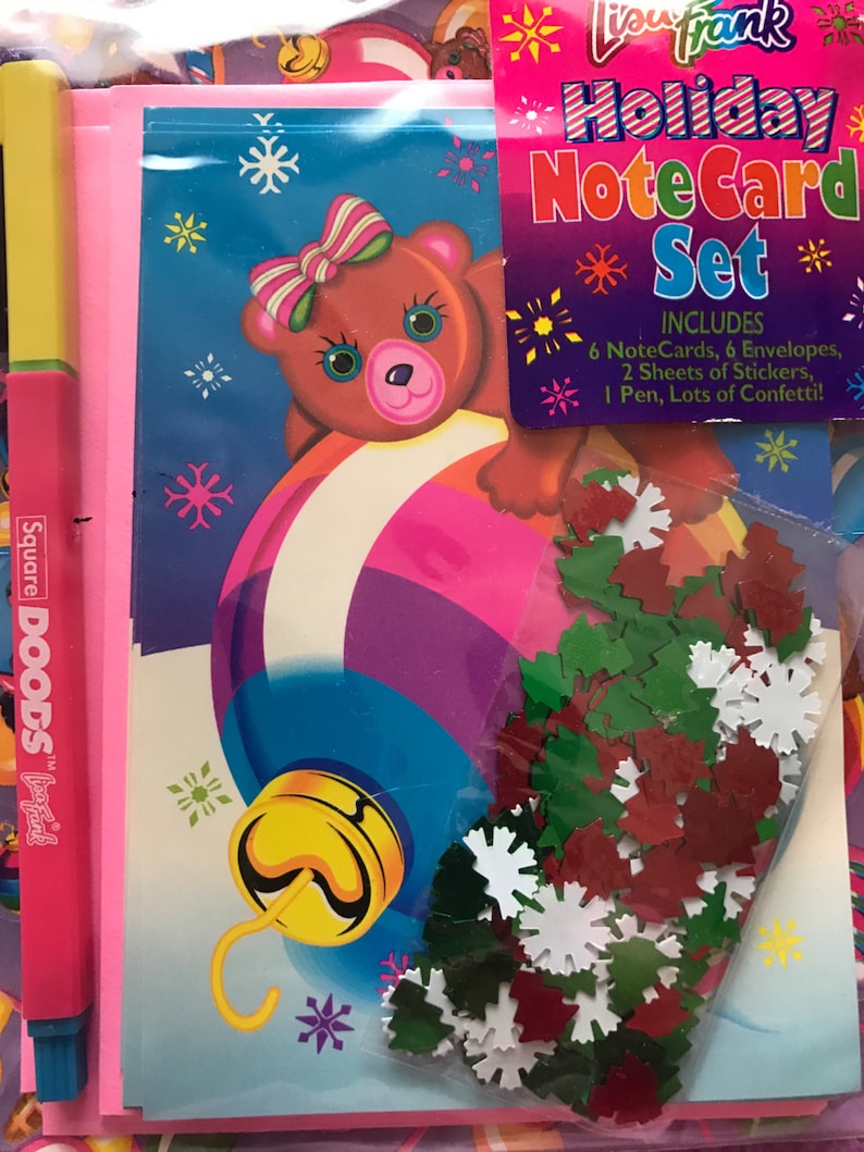 Lisa Frank Vintage Christmas Holiday Bear Ornament Notecard Set Unopened