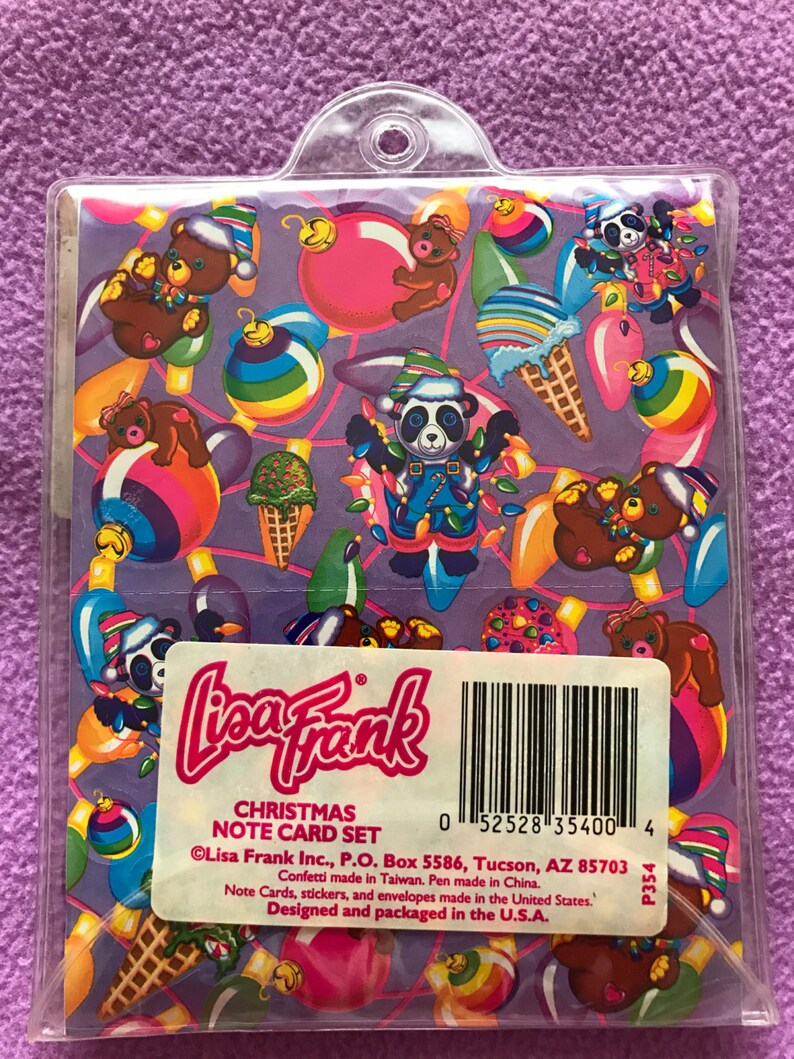 Lisa Frank Vintage Christmas Holiday Bear Ornament Notecard Set Unopened