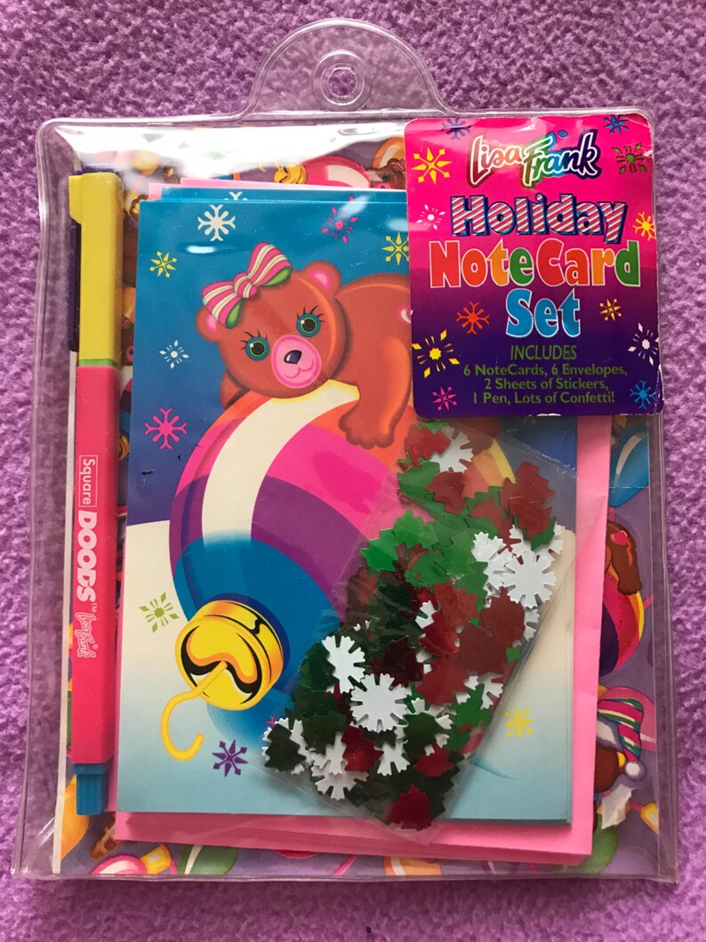 Lisa Frank Vintage Christmas Holiday Bear Ornament Notecard Set Unopened