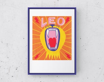 PRINT LEO LION zodiac sign