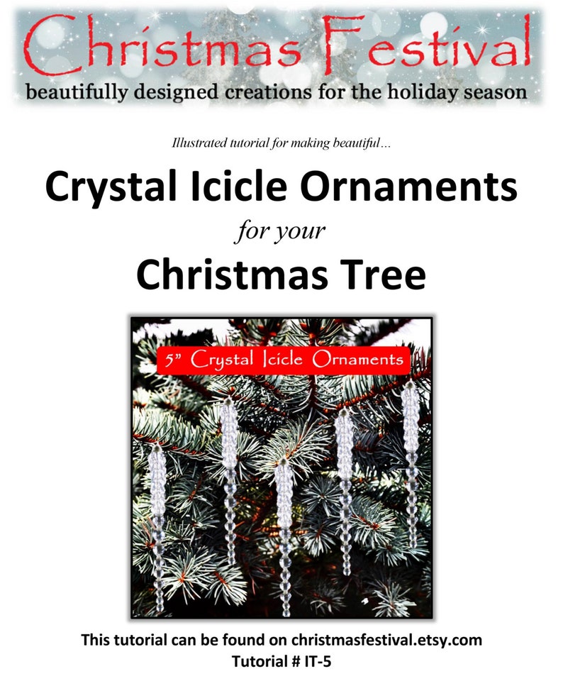 Printable Tutorial Instructions for Crystal Icicle Christmas Tree Ornament 5 inches Beginning Skill Level Great for Kids image 2