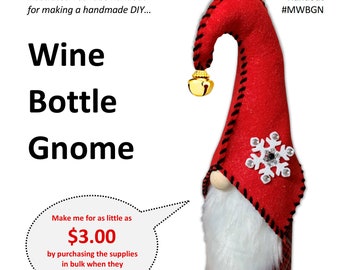 Printable Handout (NOT TUTORIAL) for Wine Bottle Gnome with Jingle Bell on Hat - for You Tube