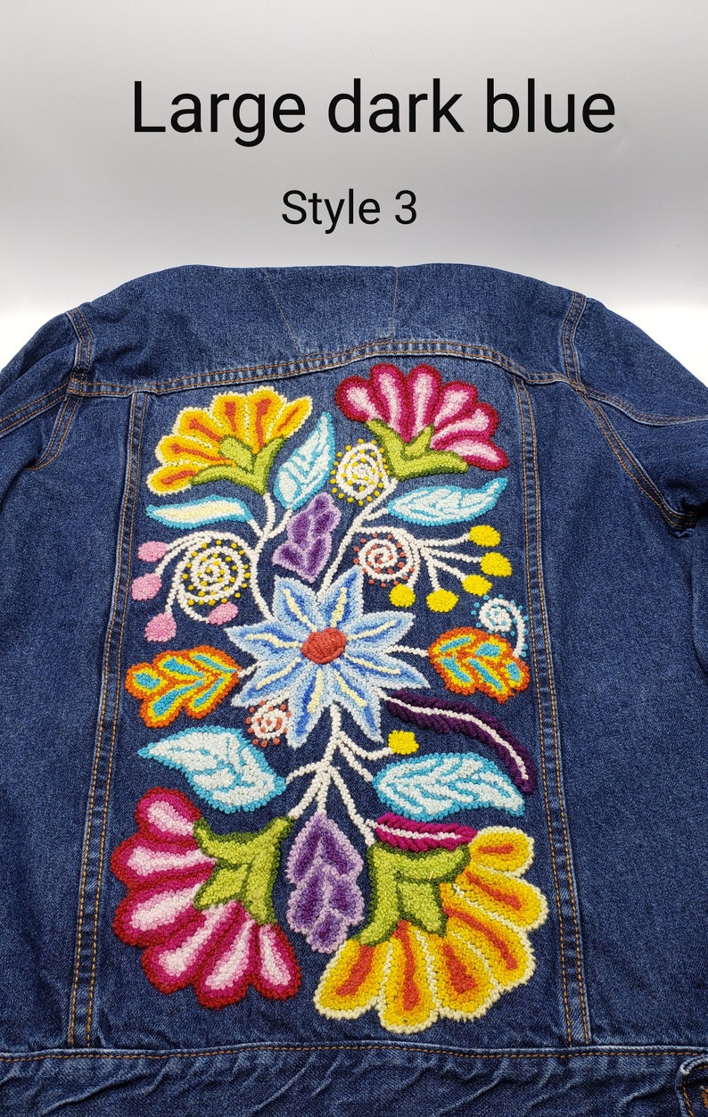 Denim jacket embroidered Embroidery Denim Jacket Unique Etsy