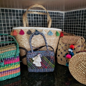 Everyday French Straw Basket with Chic Sequined Exterior Straw Bag for