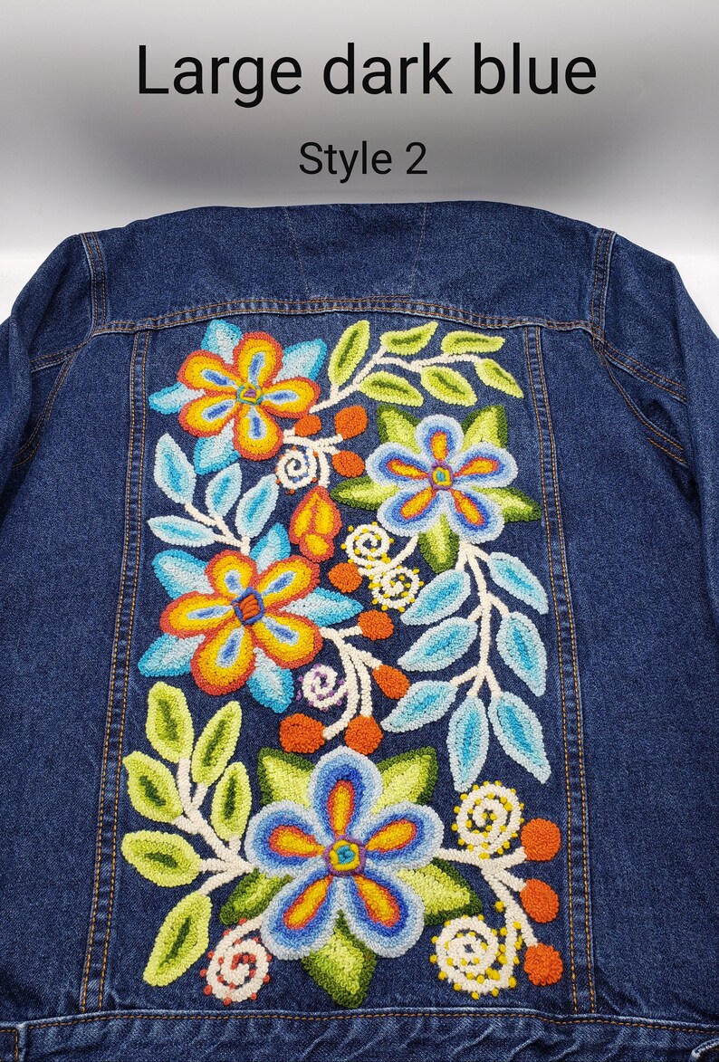 Denim jacket embroidered Embroidery Denim Jacket Unique Etsy