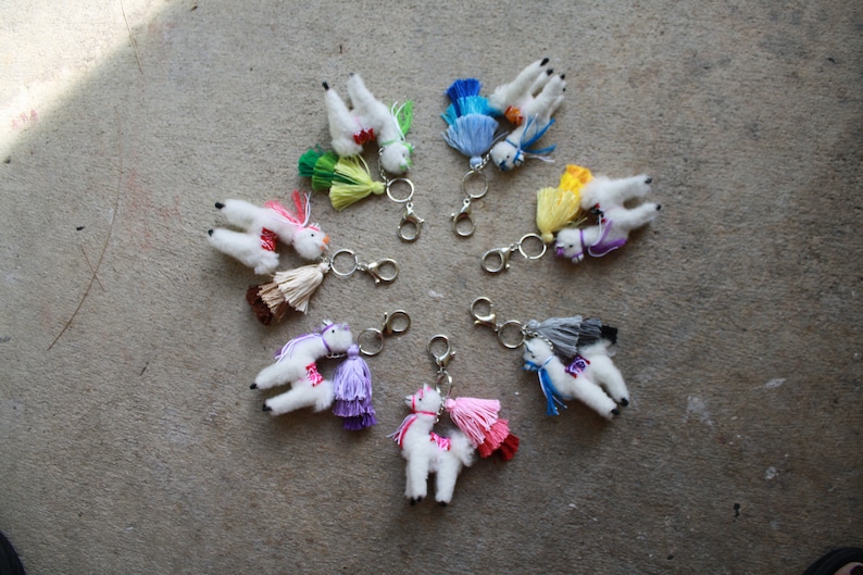 Mini llama keychain with tassel, Llama charm backpack, Llama bag charm, Llama gifts 