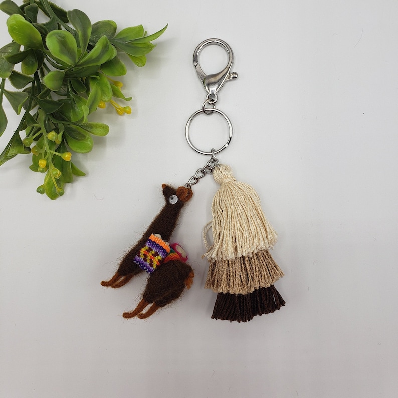 Pom pom llama keychain Pom pom llama charm backpack Tassel Etsy
