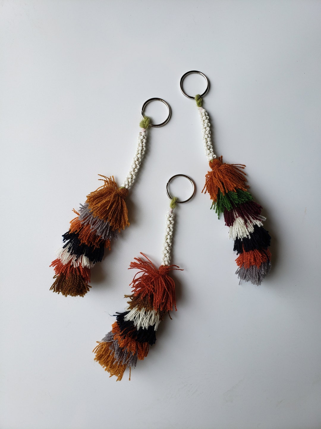 Charm Tassel Tassel Keychain Charm Tassel Keychain Colorful Etsy