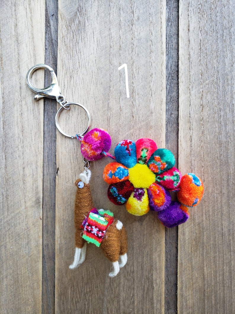 Pom Pom Llama Keychain Pom Pom Llama Charm Backpack Tassel Etsy