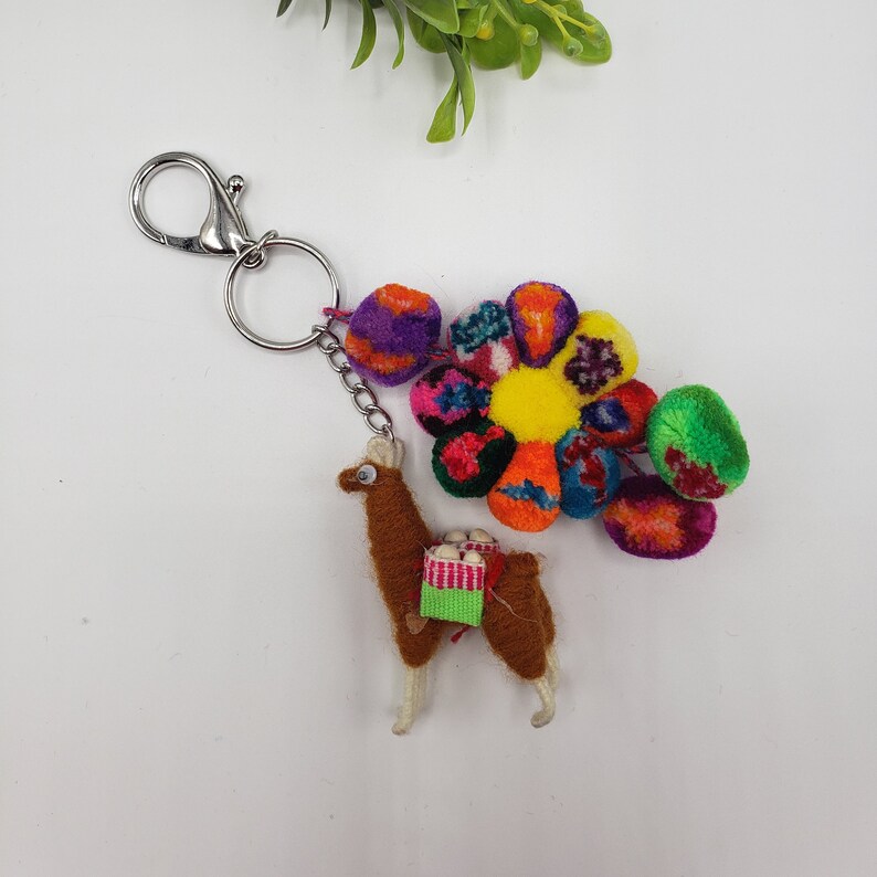 Pom pom llama keychain Pom pom llama charm backpack Tassel Etsy