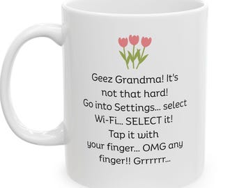 Lustige Oma-Tasse, Tech-Support-Tasse für Oma, urkomische WLAN-Anweisungstasse, Oma-Kaffeetasse, sarkastischer Internet-Witz, Oma-Geschenk