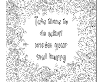 Inspirational Quotes Zentangle Coloring Pages for Adults (Digital Download)