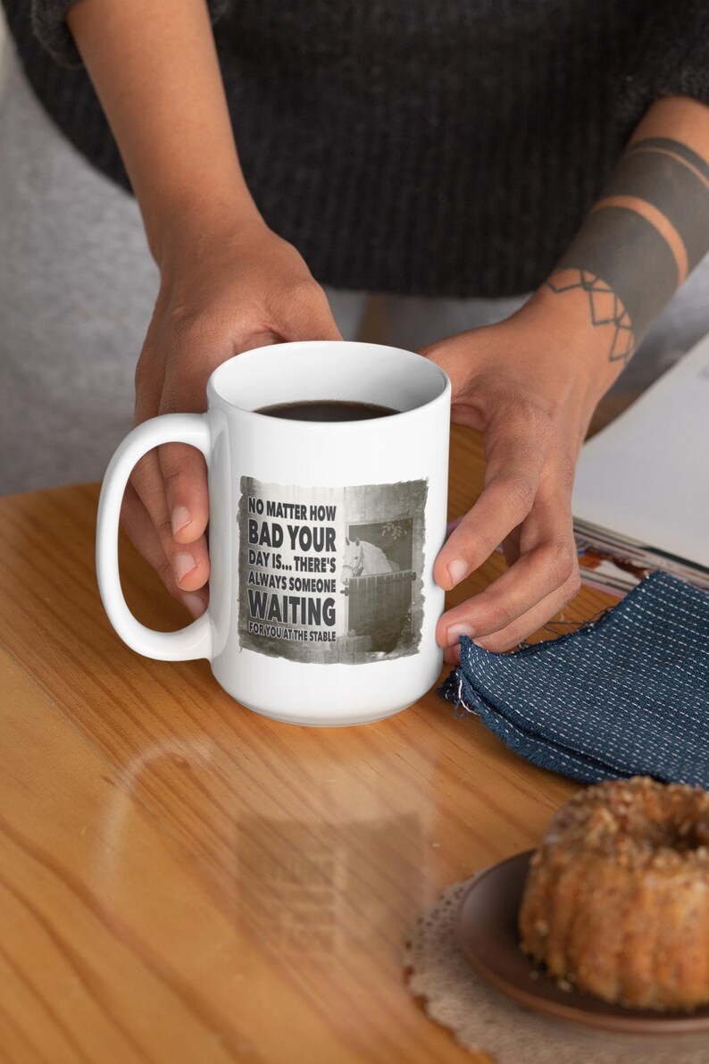 Horse Lover Mug – “Always Someone Waiting at the Stable” Quote Coffee Cup Gift for Equestrians, Riders, Horse Owners & Barn Friends image 8