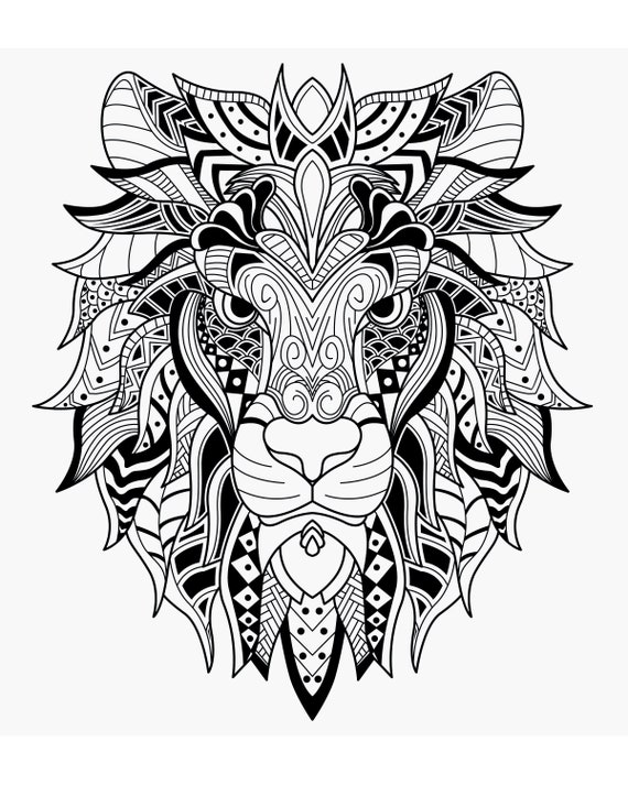 Animal Zentangle Adult Coloring Pages. Printable Digital Etsy