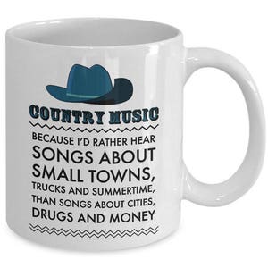 Country Music Lovers Mug 11oz Ceramic Country Music Gift Christmas Gift For Music Lovers Country Girl Birthday Gifts For Her Or Him image 2