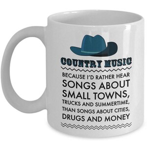 Country Music Lovers Mug 11oz Ceramic Country Music Gift Christmas Gift For Music Lovers Country Girl Birthday Gifts For Her Or Him image 1
