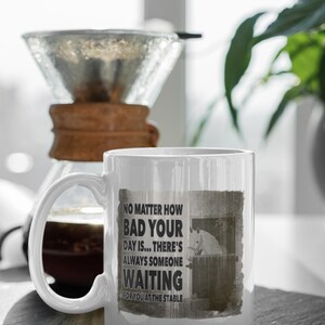 Horse Lover Mug – “Always Someone Waiting at the Stable” Quote Coffee Cup Gift for Equestrians, Riders, Horse Owners & Barn Friends image 2