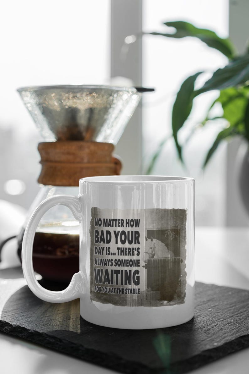 Horse Lover Mug – “Always Someone Waiting at the Stable” Quote Coffee Cup Gift for Equestrians, Riders, Horse Owners & Barn Friends image 2